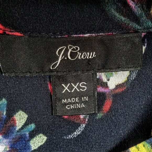 J Crew Black Floral Pleat Front Pure Silk LS Top - Picture 4 of 5